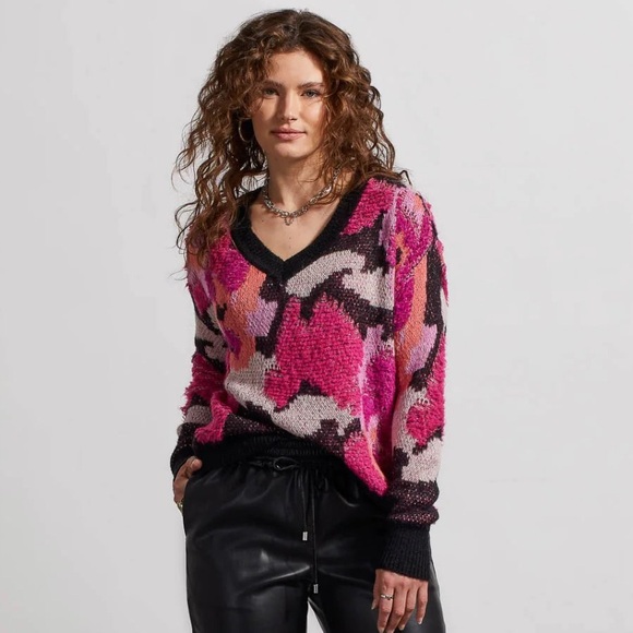 Fuchsia V-Neck Sweater - Picture 2 of 5